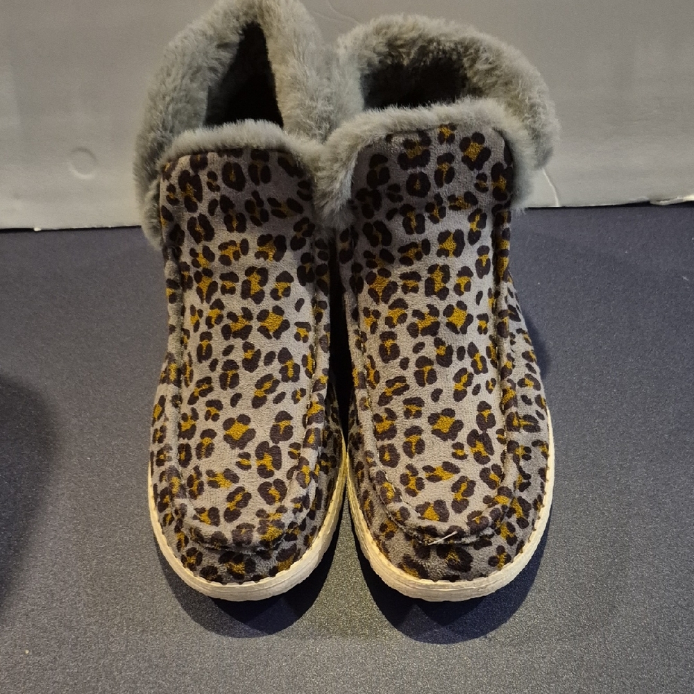 Ocean + Coast Leopard Print Fur-Lined Boots
